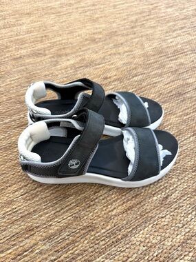 Timberland Kids Black and White Velcro Strap Sandals
